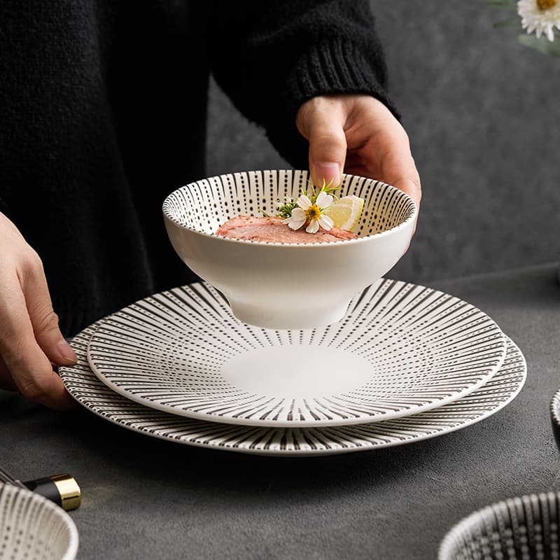Yunhetang ceramic high-end light luxury household rice bowl underglaze color dish set restaurant tableware
