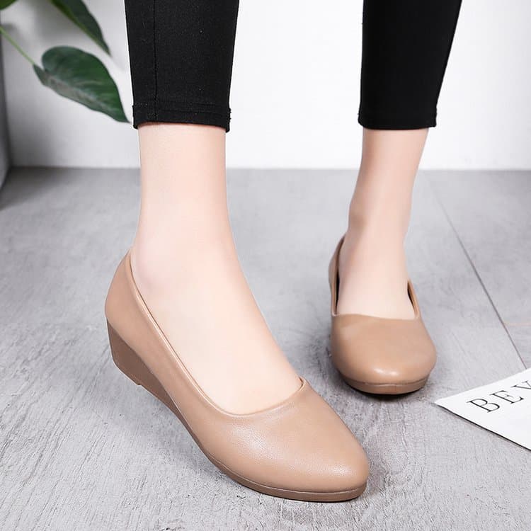 Autumn Women's Comfortable Pointed Toe Loafers Mid-Heel Work Trendy Shoes for Moms