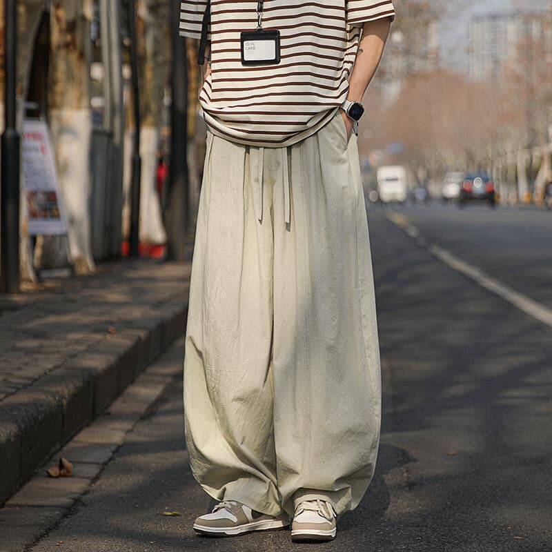 M-5XL Plus Size Summer New Cotton Linen Chinese Style Versatile Curved Leg Pants Men Loose Streetwear Japanese 9/10 Length Pants