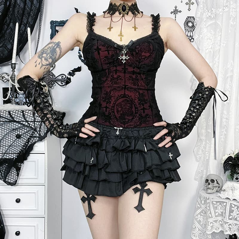 XS25066 Diablo Gothic Style Spice Girl Sling Top 2025 New Sexy Slim All-match Vest Top for Women