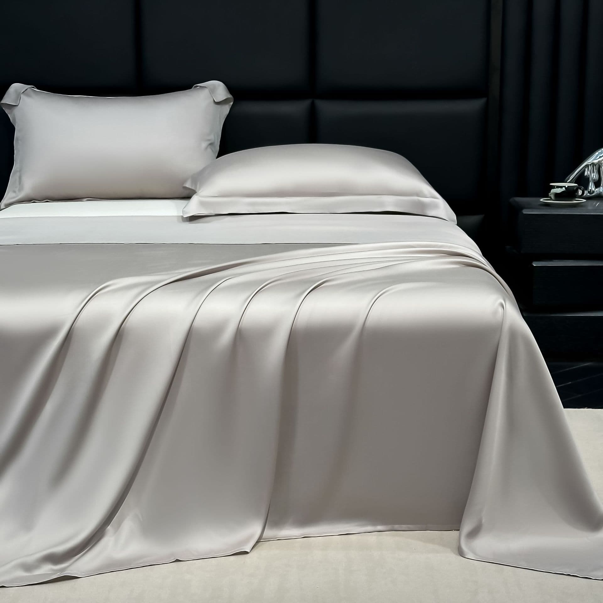Summer Cool Ice Silk Fitted Sheet Single Student Dorm Single Double Solid Color Sheet Pillowcase 3-Piece Set Air Conditioning Sheet
