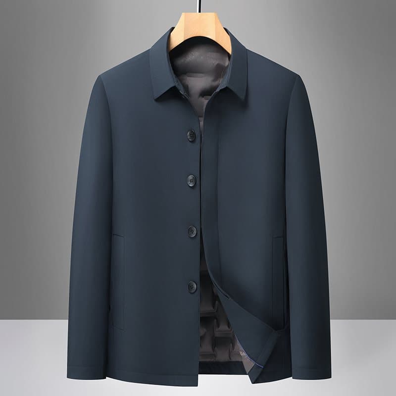 Winter High-End 90% White Duck Down Jacket for Middle-Aged and Elderly Men, New Chinese Style Stand Collar Zhongshan Jacket, Chinese Style Mandarin Collar