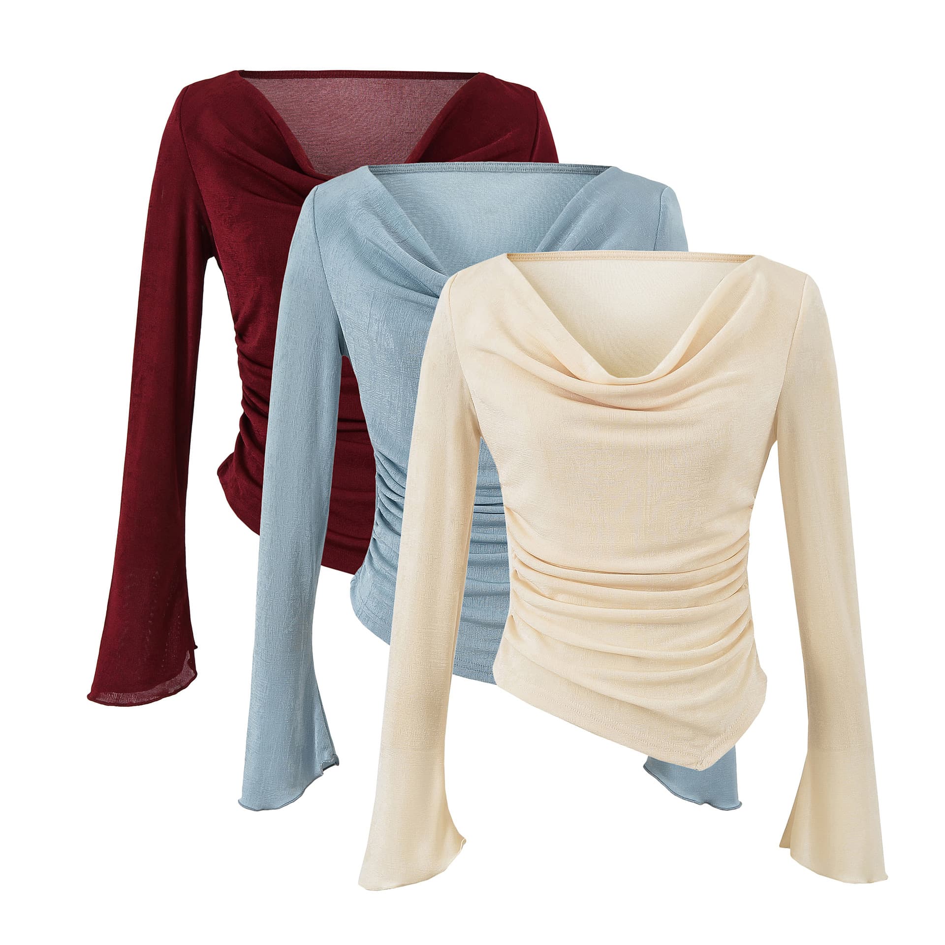 Irregular Off-Shoulder Knit Top Long Sleeve Women's Spring Autumn New Gentle Relaxed Fitted Waist-Tightening Versatile Base Layer