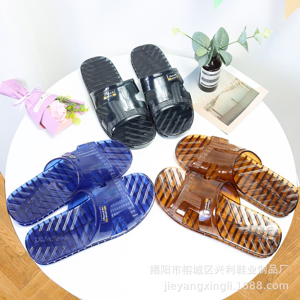 Crystal Slippers Men's Home Non-Stinky Feet Bathroom Bath Non-Slip Slippers Men's Sandals Summer Outdoor Flat Shoes