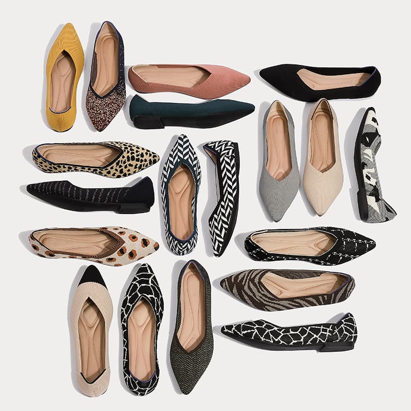 Flat Knitted Leopard Print Women's Shoes Princess Shoe Embroidered Rubber Bottom Breathable Fly Knit Casual Summer Flats