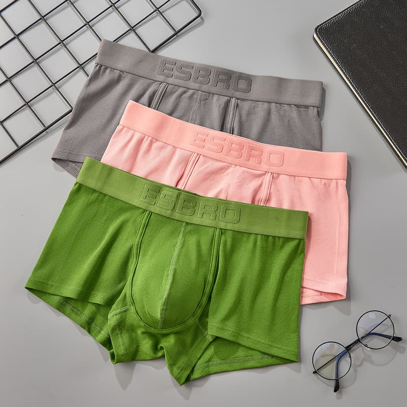 ESBRO Men's Single-Layer U-Shaped Ribbed Moisture-Wicking Boxer Briefs Cross-Border Embroidered Thin Student Sports Boxers