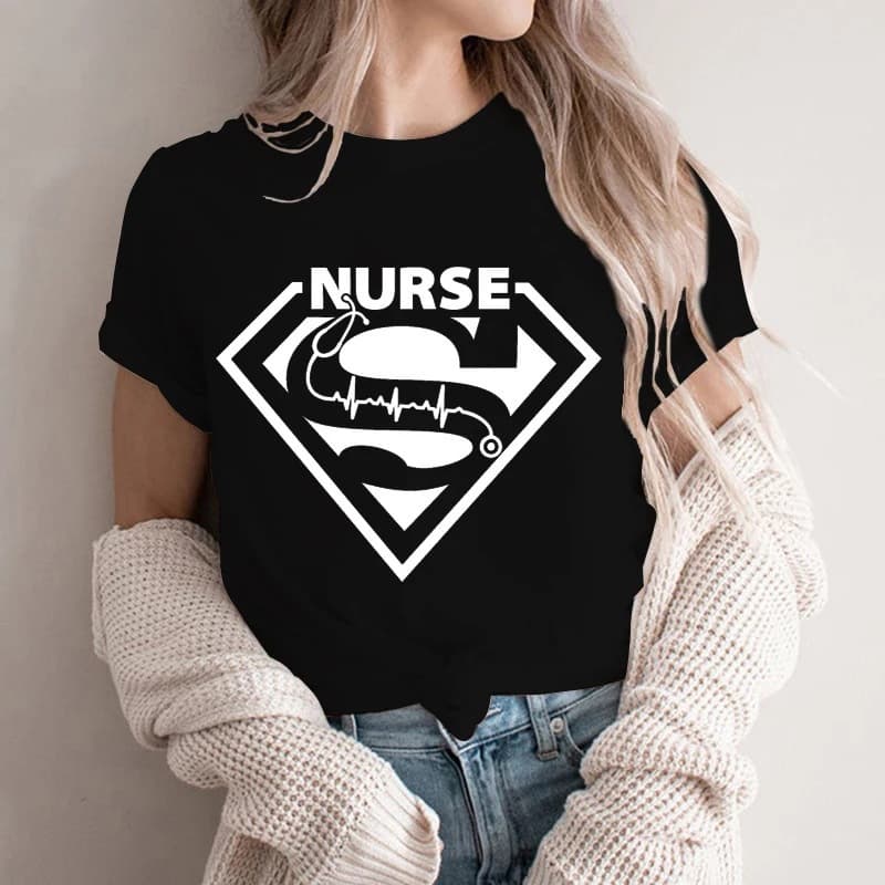 T-shirts for Women Clothing Nurses Heartbeat Tshirts Nursing