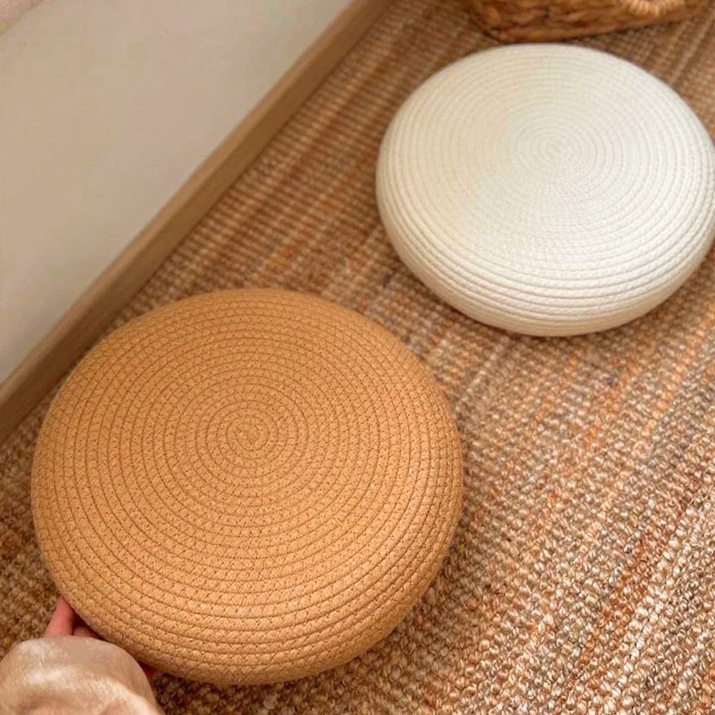 Handmade Thick Floor Cushion for Living Room, Japanese Tatami Meditation Cushion for Balcony and Window Seat