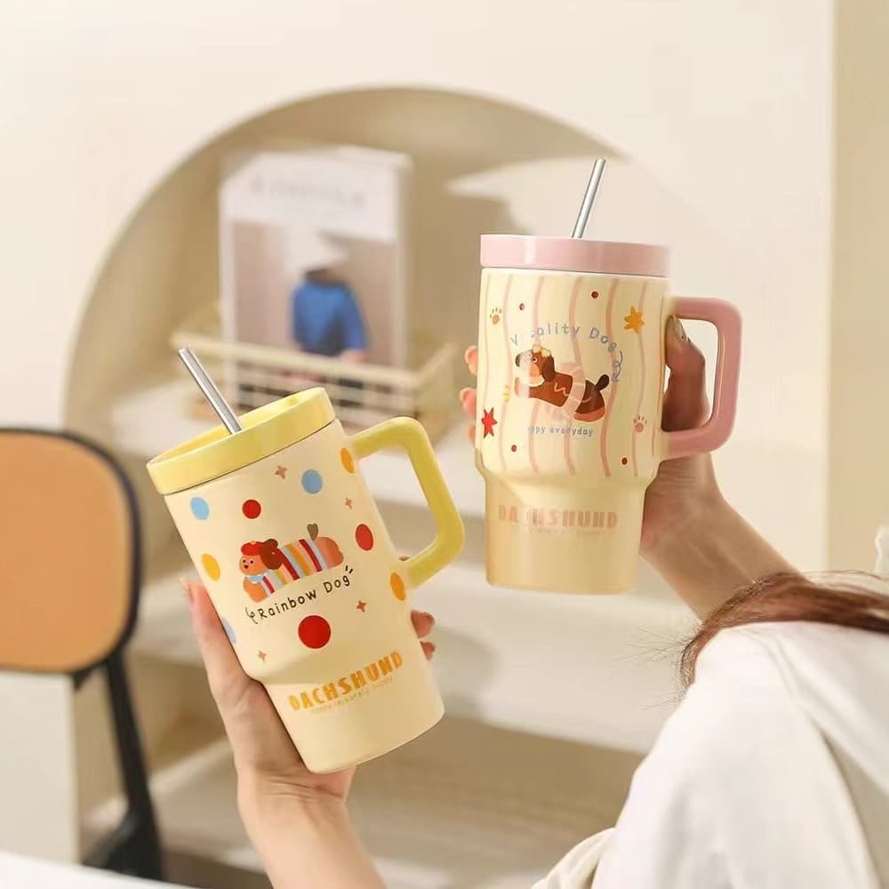 Cartoon 650ml Large Capacity Ceramic Milk Mug, Cute Household Drinking Cup, Birthday Gift Mug