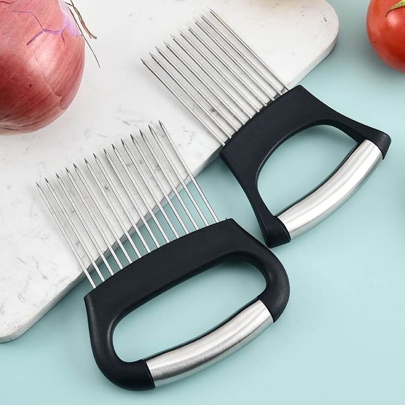 Meat Skewer, 304 Stainless Steel Lemon Slicer Tenderizer Needle, Onion Fork, Vegetable Cutting Holder, Hand Guard Tool