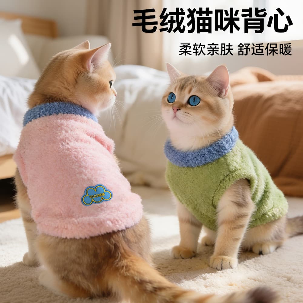 Autumn and winter pet cat clothes cloud velvet cat clothes winter thickened soft warm cotton clothes cat warm clothes
