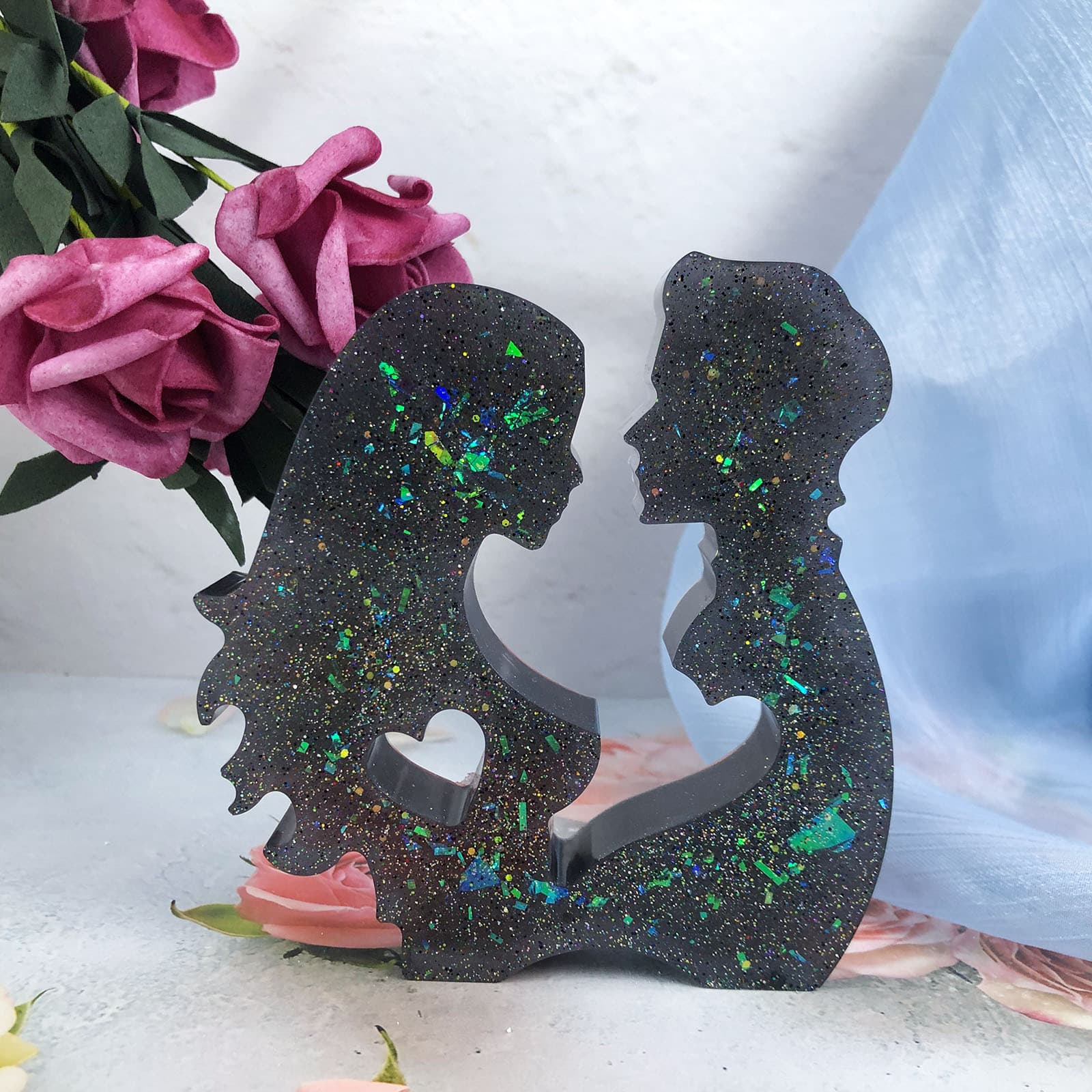 X0381 Couple Heart Decoration Mold, DIY Silicone Mold for Ornaments