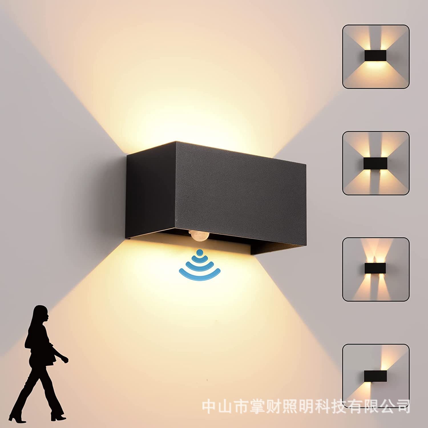 Outdoor sensor wall light, waterproof, hallway bedroom wall light, balcony modern minimalist bedside lamp, LED decorative light fixture.
