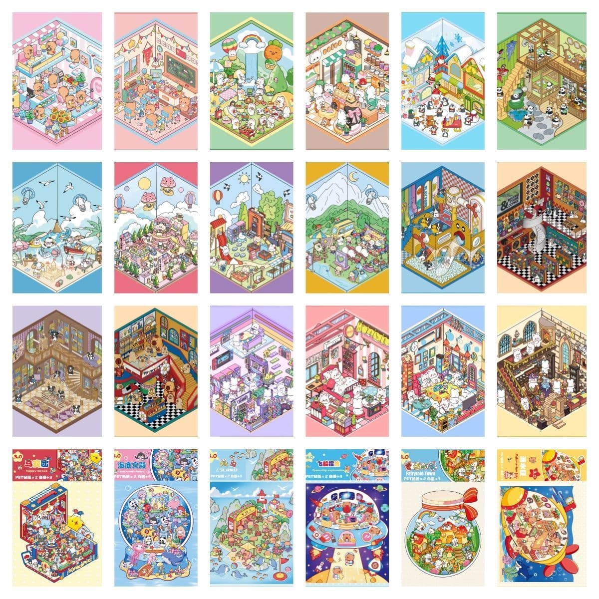 Baoxing 3D Landscape Stickers for Kids - Stackable Miniature Scene Decals for Cross-border DIY Projects