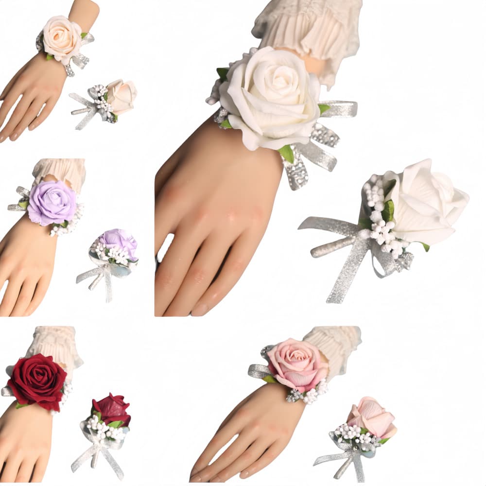 Cross-border European Style Wedding Bride Groom Corsage Amazon AliExpress Rose Boutonniere Bridesmaid Sisters Group Hand Flower