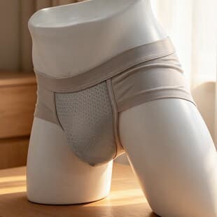 Men's Fashion Ice Silk Mesh Shorts, Sexy Bikini Low-Rise Triangle Briefs, European and American New Men's Underwear