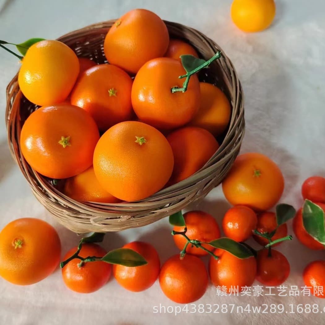 Simulated Fruit Models Fake Artificial Oranges Tangerines Props Store Display with Leaves Sugar Orange Samples Decor