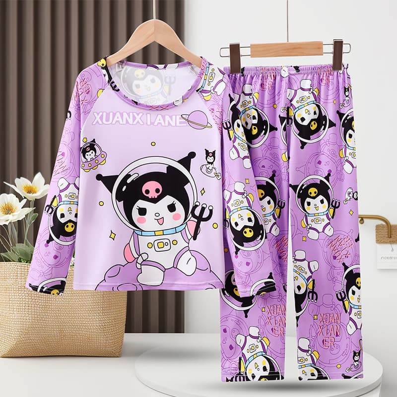 2024 Cartoon Kids Long Sleeve New Spring and Autumn Children's Long Sleeve Loose Round Neck Men's and Women's Pajamas Set Home Clothes