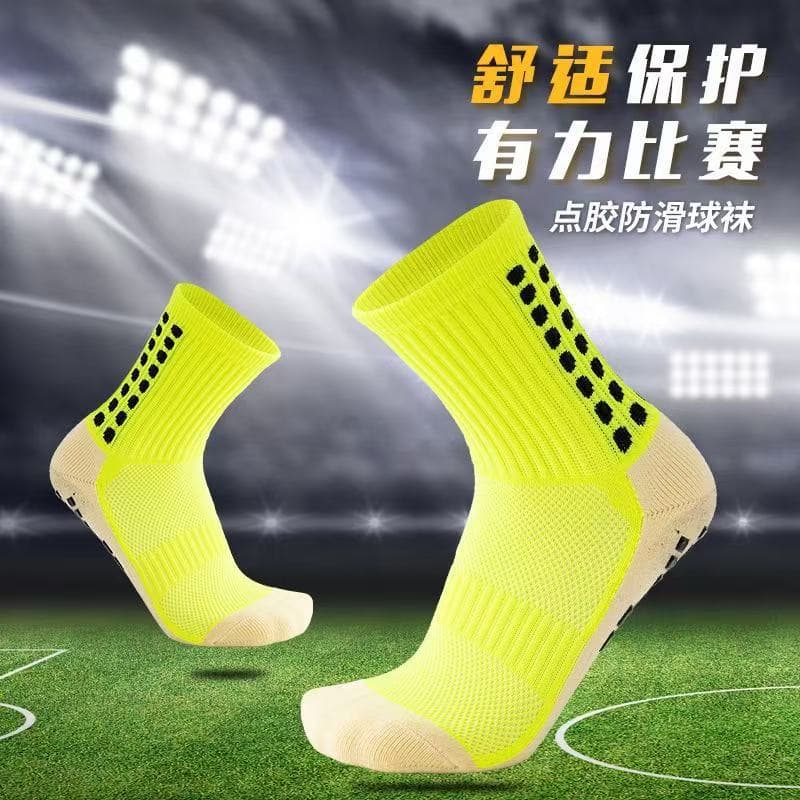 Men's Mid-Calf Non-Slip Dot Grip Basketball Socks, Thick Terry Bottom Sports Socks, Breathable and Moisture-Wicking Football Socks