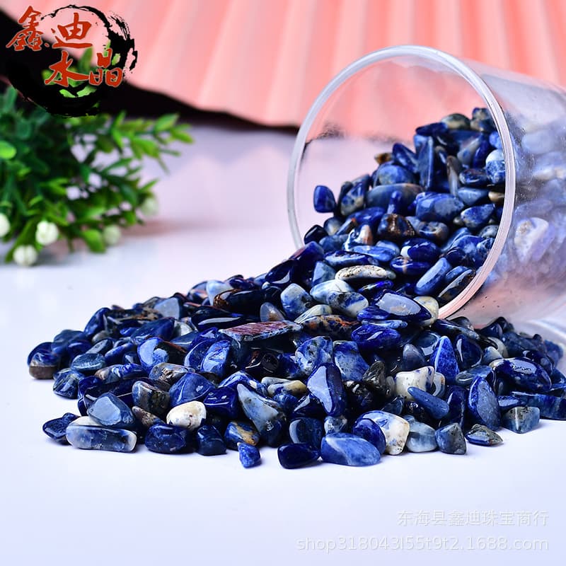 Natural blue veined stone gravel, Fangnerite crystal gravel ornaments, fish tank potted plant decoration and landscaping