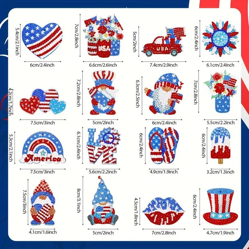 Latest 5D Diamond Painting Keychain Independence Day New US Flag Theme Cross-border Hot Sale Welcome Boss Inquiry