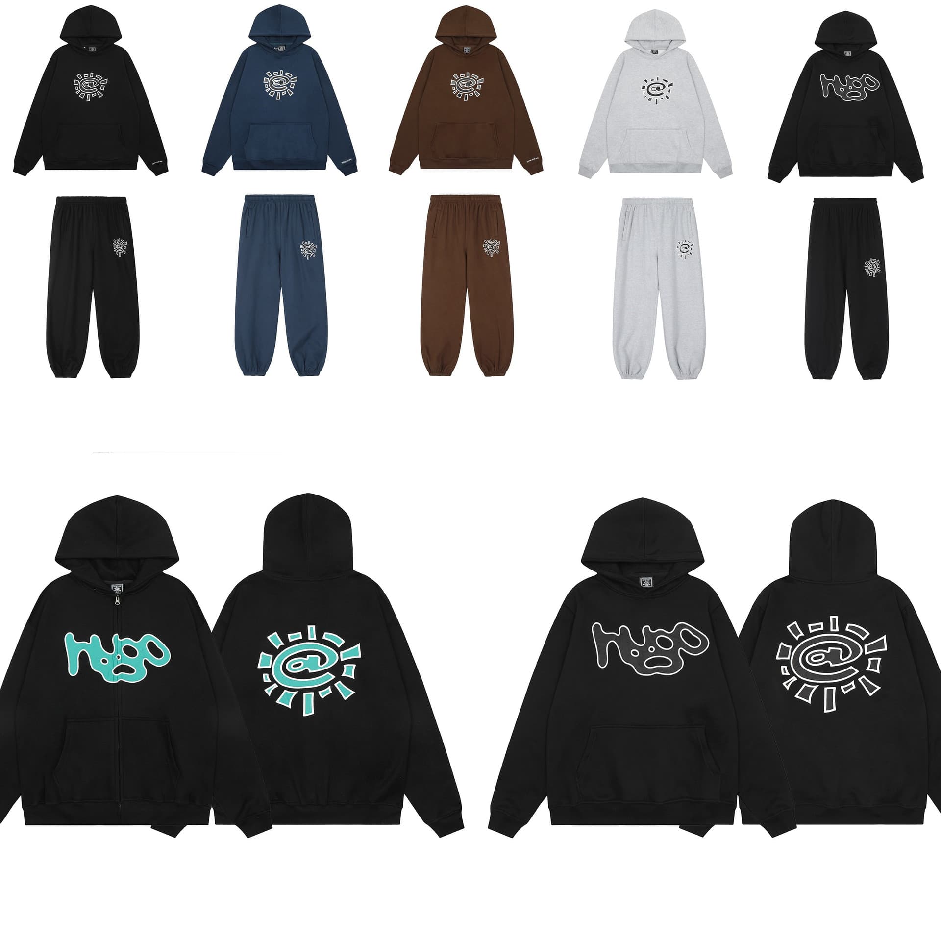 Niche ADWYSD Hoodie Sun Roll Fleece Hoodie Loose Unisex Long-Sleeve High Street Trend