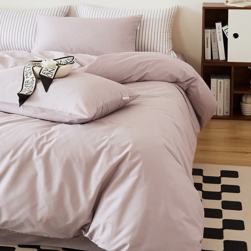 Simple Solid Color Nordic Style Pure Cotton 4-Piece Bedding Set, Pure Cotton 3-Piece Student Set, Duvet Cover, Fitted Sheet, Flat Sheet, Bedding