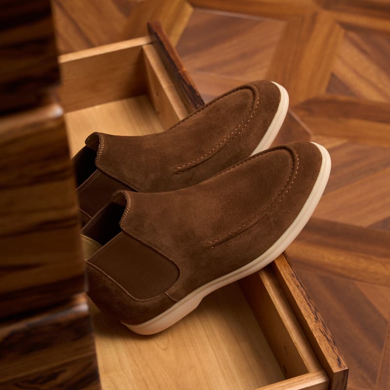 Xinhongyu Top Layer Cow Suede Leather Chelsea Boots Men's Casual British Versatile High-Top Retro Suit Martin Boots