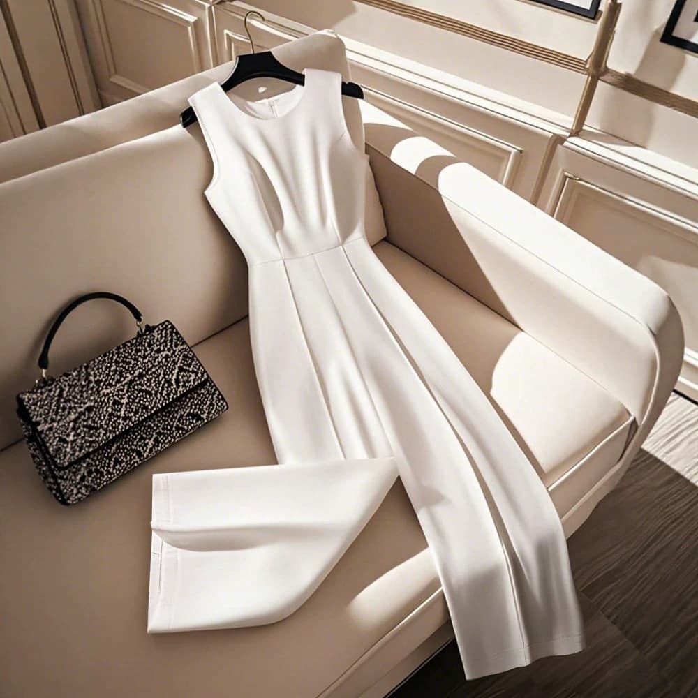 New Cross-border Amazon Europe and America Sleeveless Vest Waist-Slimming Jumpsuit Elegant Commute Wide-Leg Pants
