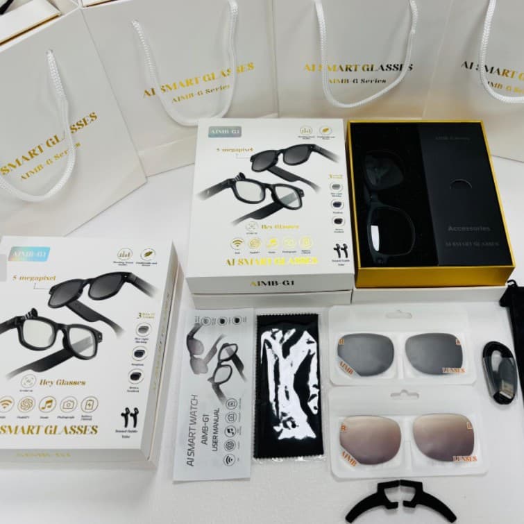 Bluetooth smart glasses AIMB-G1 black technology AI picture recognition simultaneous translation high-definition anti-shake camera video recording