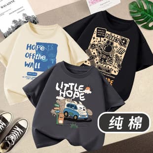 Kids Boys Short Sleeve T-Shirt Pure Cotton Summer New Style Big Kids Loose Trendy Half Sleeve Children Fashion Top