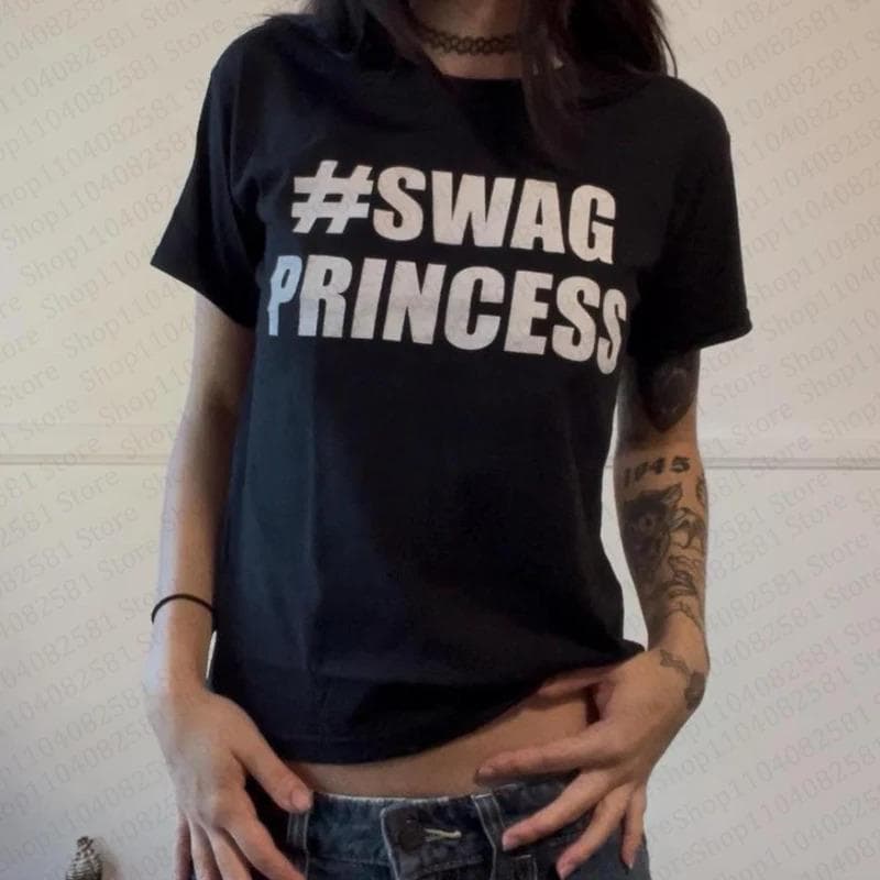 European Size Pure Cotton Aesthetic Kawaii Clothing Retro Women's 90s Cut Top