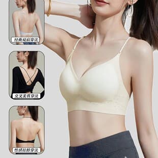 Summer Thin Comfort Bra for Small Busts, Invisible Push-Up Bra with Thin Straps, Deep U Back, Soft Support Wire-Free