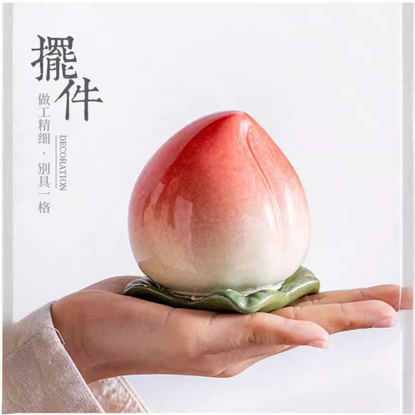 Ceramic Peach Longevity Peach Tea Can Portable Mini Ornament Sealing Jar Simulation Storage Container Birthday Longevity Banquet Gift Small