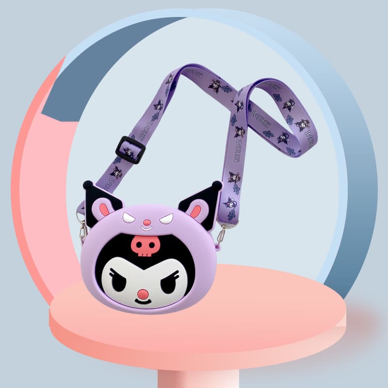 Cross-border Cute Big Head Kuromi Kids Cartoon Women's Silicone Coin Purse Mini Crossbody Bag Decorative Bag