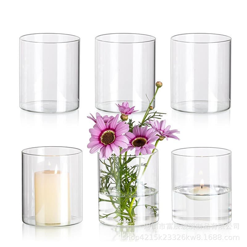 6 Glass Cylinder Vases for Wedding Decoration Floral Vase Decorative Glass Candle Holder Floating Candles