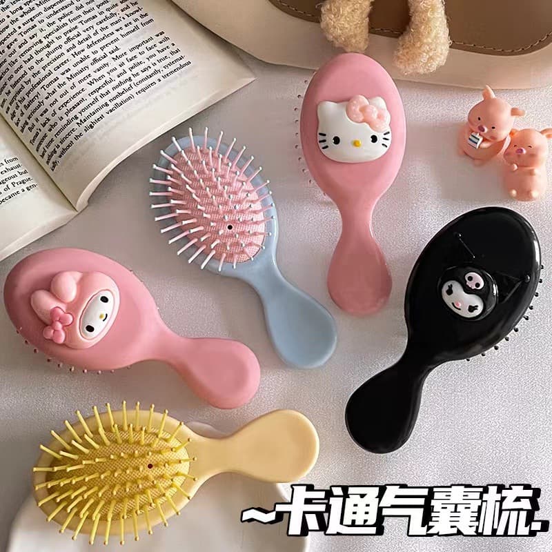 Cartoon Sanrio Cute Kt Cat Airbag Small Comb Air Cushion Comb Soft Girl Student Mini Portable Massage Comb