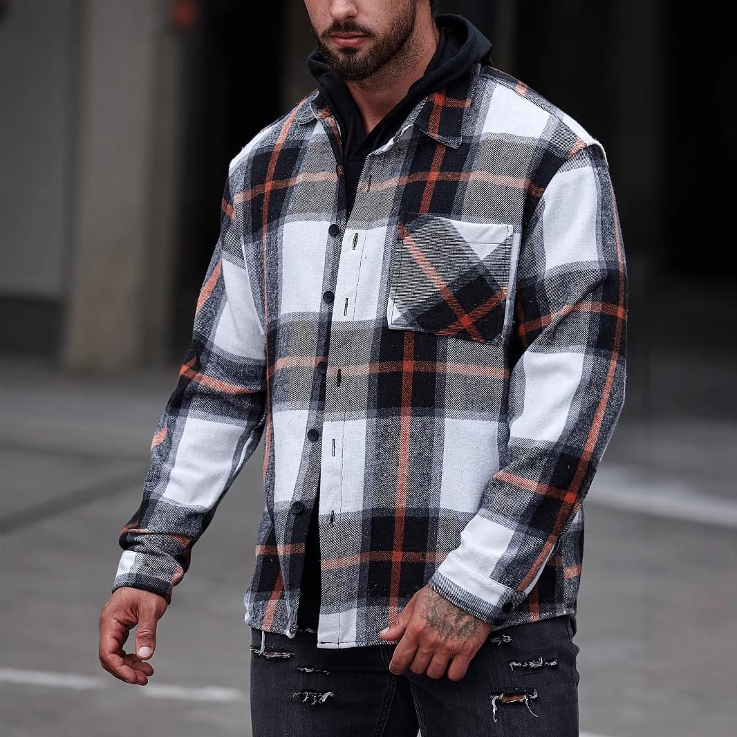 European and American 2023 eBay Amazon Wish Fall/Winter New Fashion Large Plaid Patch Pocket Shirt Men's Wool Coat