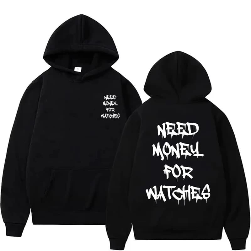 [Cross-border EU Size] Need Money for Watches Graphic Print Hoodie Men