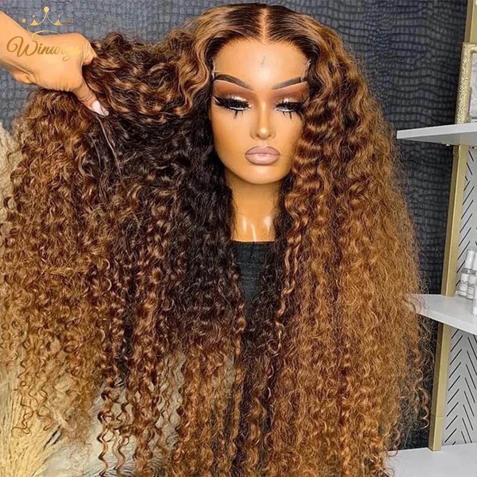 Loose Deep Wave Lace Front Wig 4/27 Color Synthetic Fiber 13x4 Long Curly Big Wave Wig