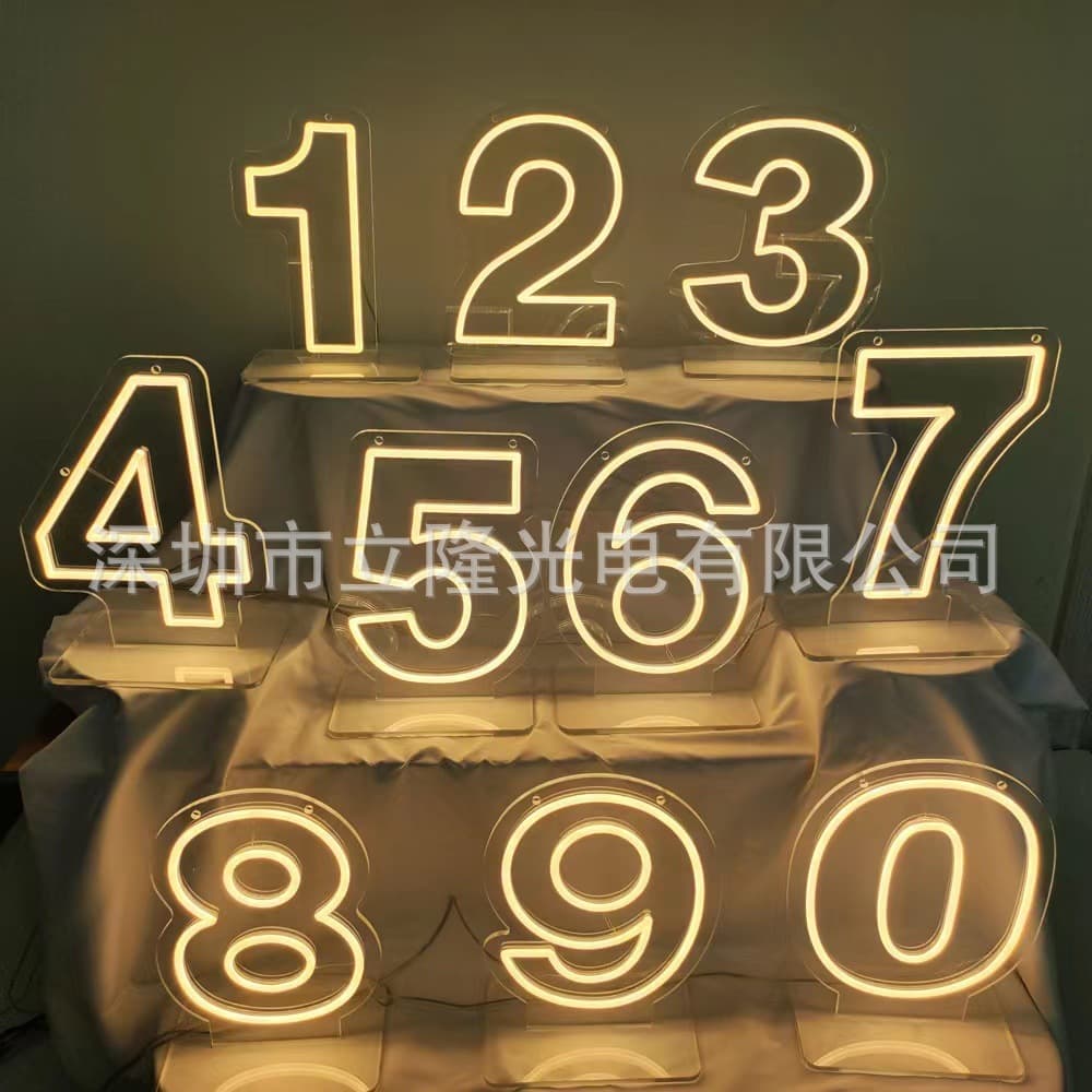 0 1 2 3 4 5 6 7 8 9 Arabic Numerals Neon Sign Birthday Wedding Party Glowing Sign