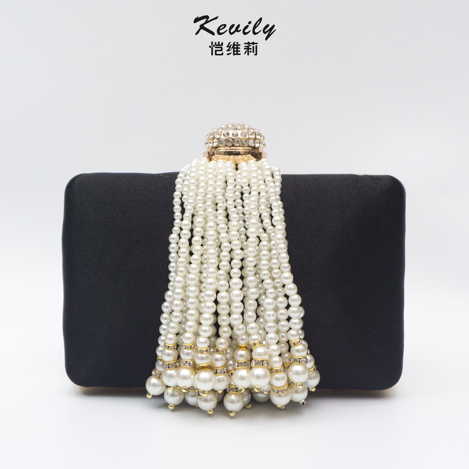 Custom Kaiweili Factory Wholesale Tassel Diamond Pearl Bag Socialite European and American Evening Dress Evening Clutch Bag for Women