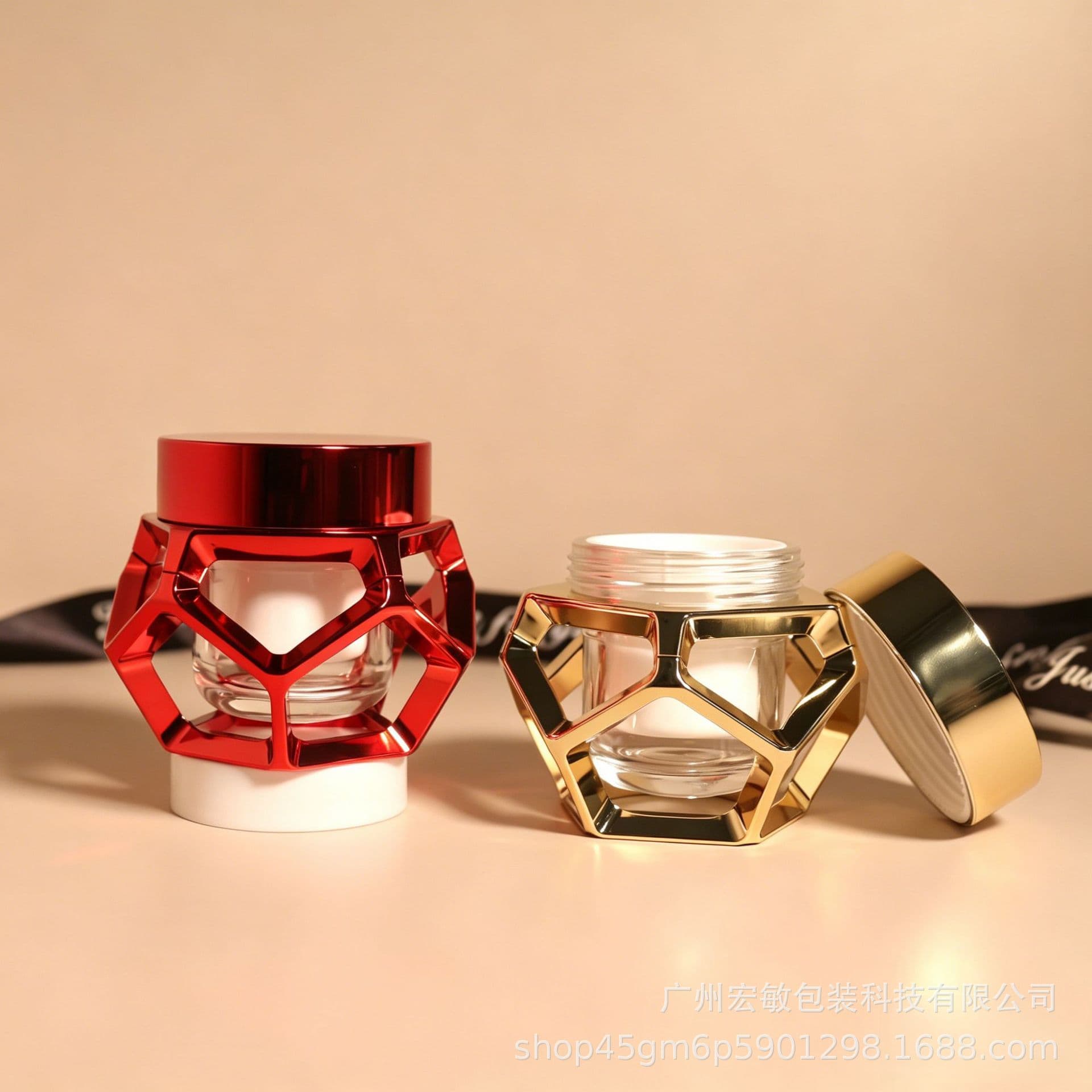 Best-Selling Light Luxury Hollow Irregular Eye Cream Mud Mask Jar 50g Electroplated Outer Shell Luxury Face Cream Jar Night Cream Refill Jar