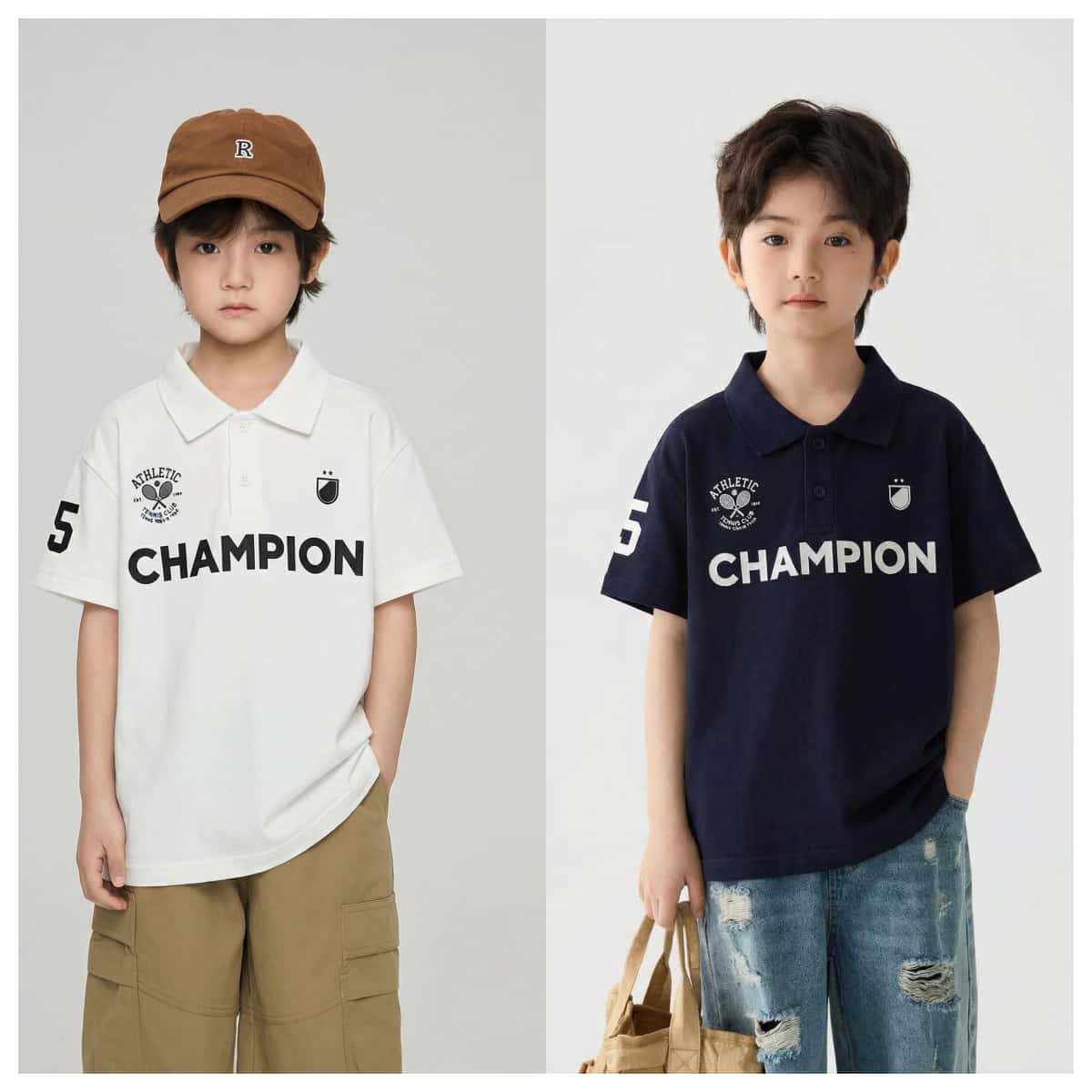 New Summer Short-Sleeve T-Shirt for Boys, Casual and Loose Fit for Older Children, Baseball Collar Sports Top