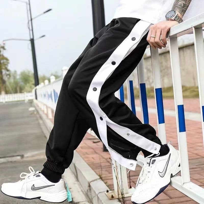 Breasted Pants Full Open Button Straight Tube Loose Button High Street Ins Summer Trendy Basketball Training Pants Male Ruffian Handsome