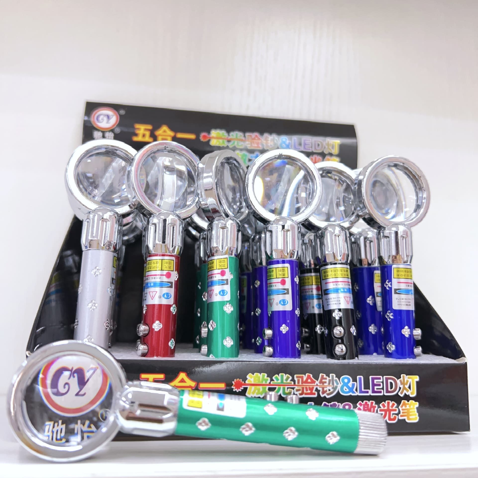 5-in-1 Multi-Function Laser Pen with Aluminum Tube, Engraving, UV Detection, White Light, Infrared Strobe, Magnifier, Educational Wholesale