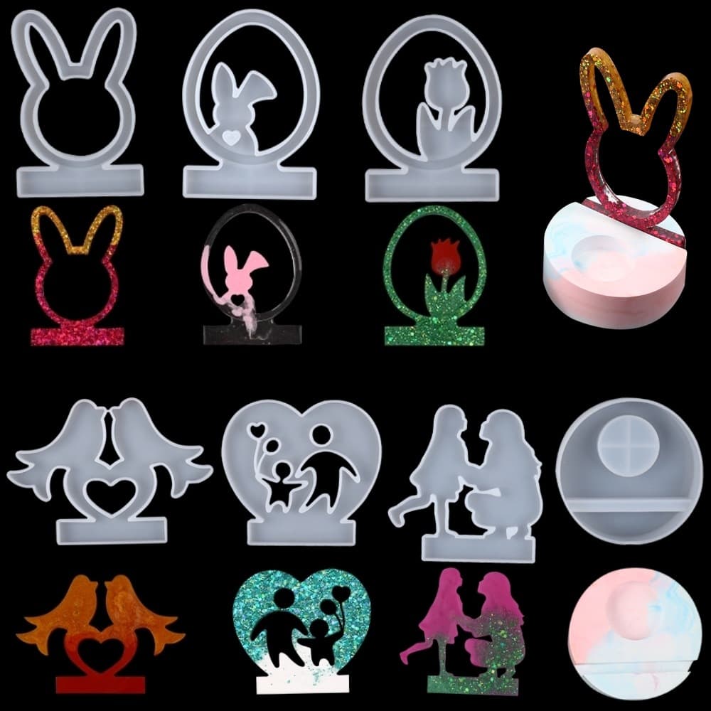 DIY Crystal Glue Dropping Mould Stereo Rabbit Head Pigeon Aromatherapy Candle Holder Crown Home Decoration Silicone Mould