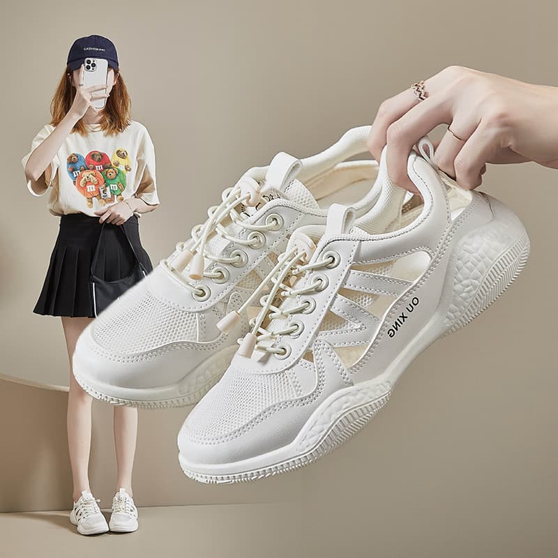 Ins Breathable White Shoes Student K-Style Women's Trendy 2025 Summer New Mesh Panel Shoes Street Style Sports Shoes Hy101