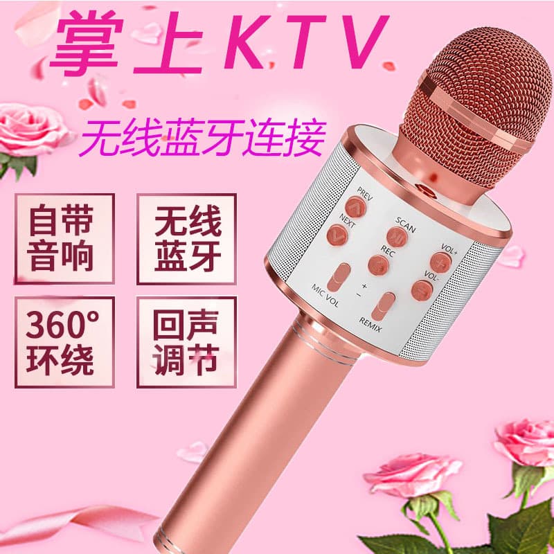 New WS858 Bluetooth Microphone 858L Handheld Wireless Mic with Speaker, Colorful Lights, Karaoke Machine, Factory Direct