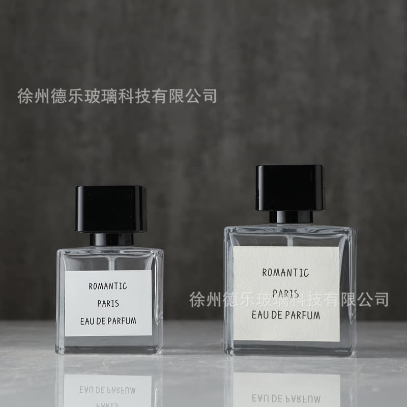 Wholesale square glass perfume spray bottle 50ml 100ml perfume bottle DIY handmade perfume packaging bottle